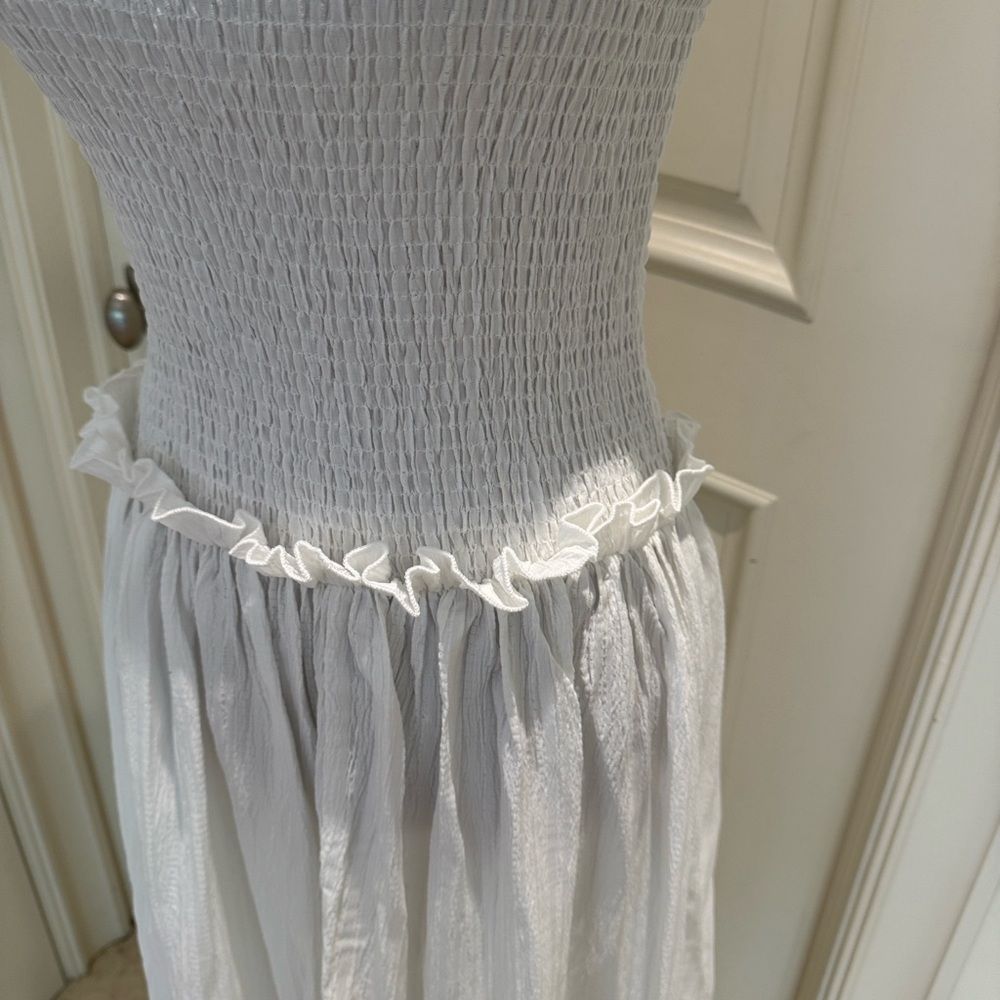 Cotton Blends Shirred Tube Long Dress - Picture 5 of 10